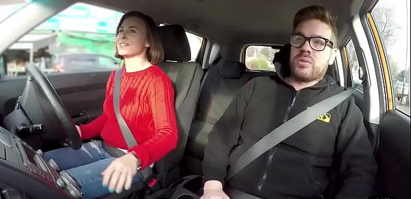  Student driver publicly creampied on backseat